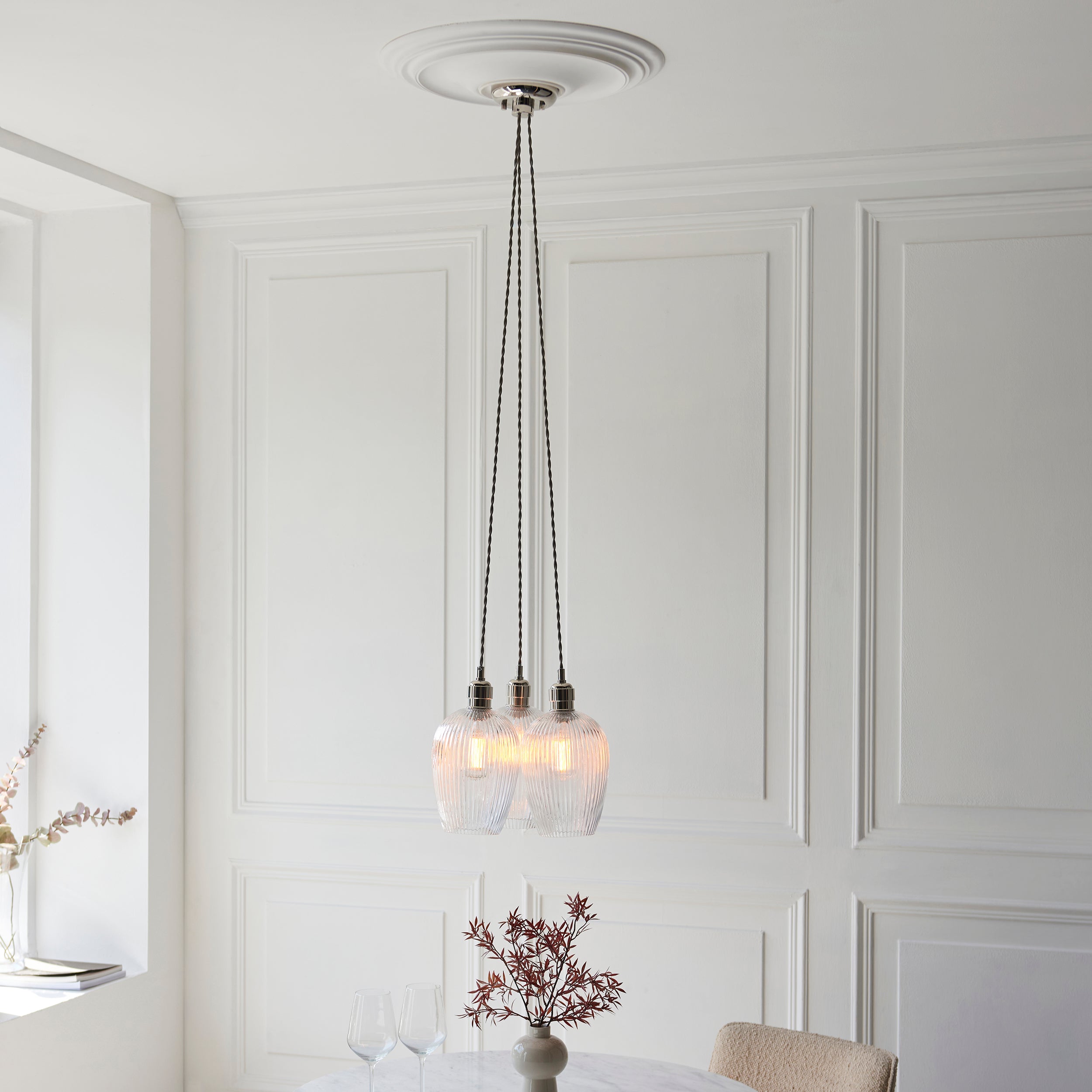 Olympia Ribbed 3-light Pendant
