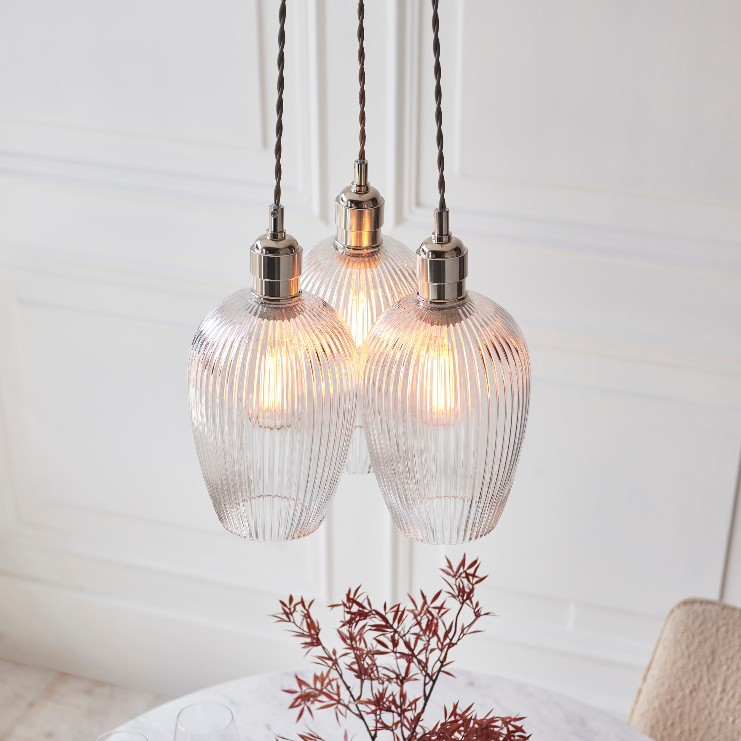 Olympia Ribbed 3-light Pendant