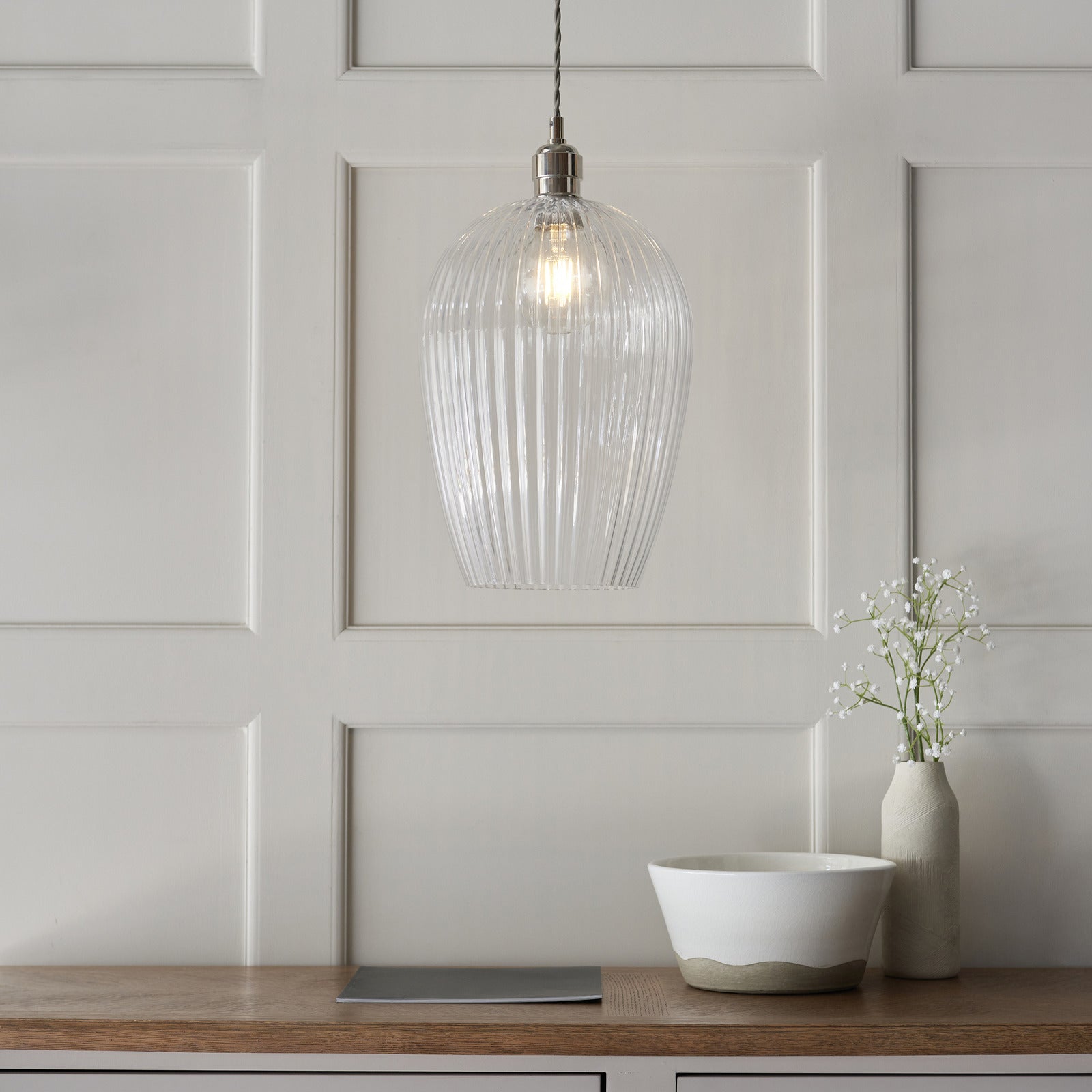 Olympia Ribbed Pendant Large