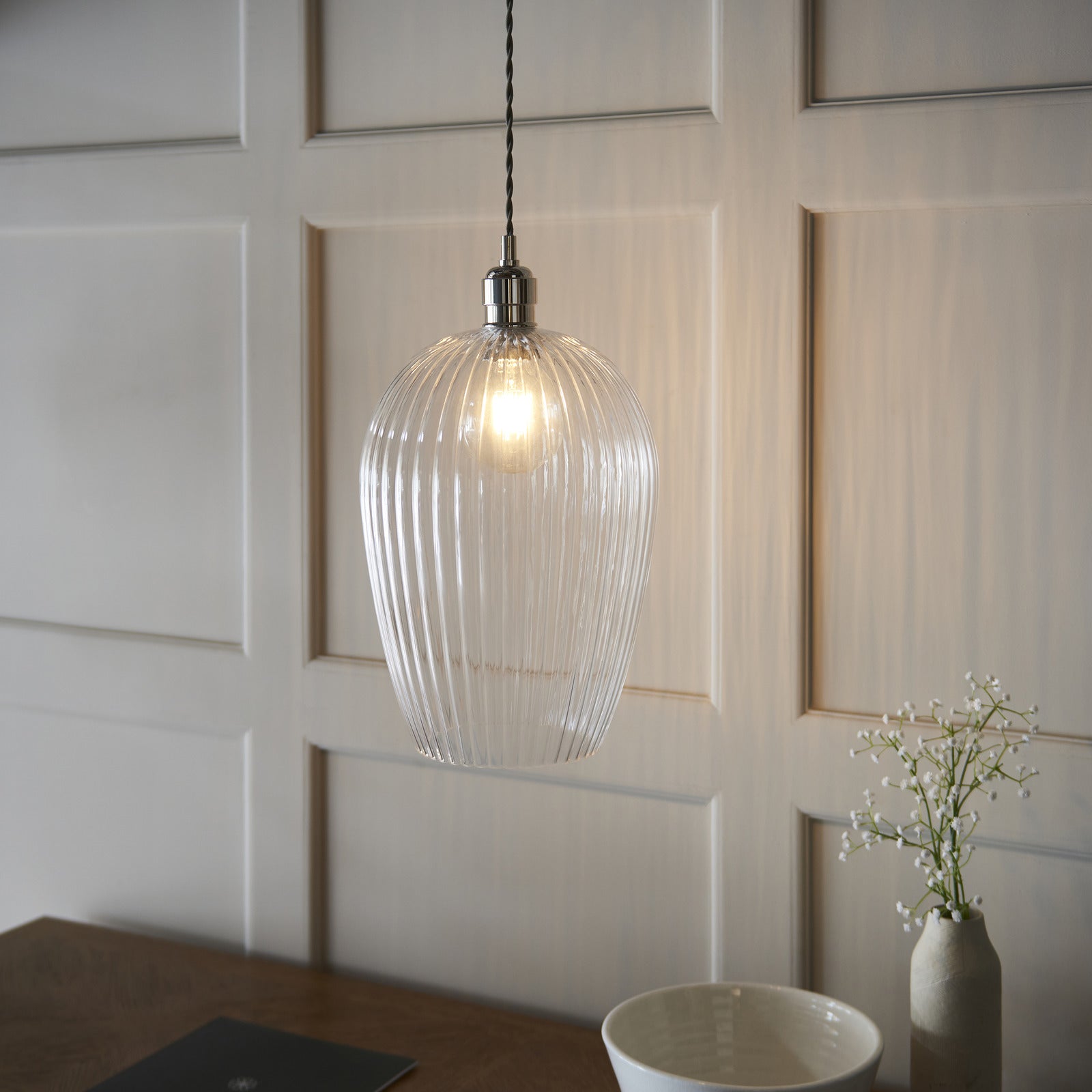 Olympia Ribbed Pendant Large