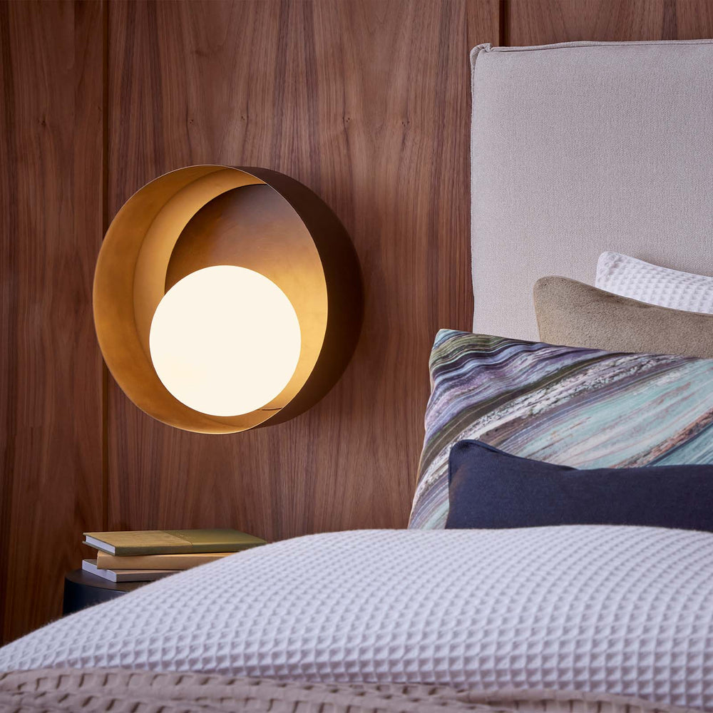 Bourbon Brass Wall Light with Opal Glass